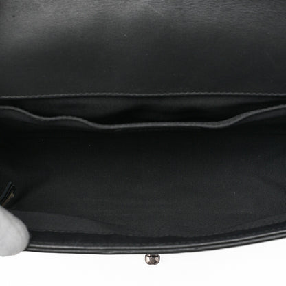 CHANEL Tweed ｘ Lambskin Boy Chanel Braided Chain Shoulder Black x White Silver-Tone Hardware, Pre-Owned