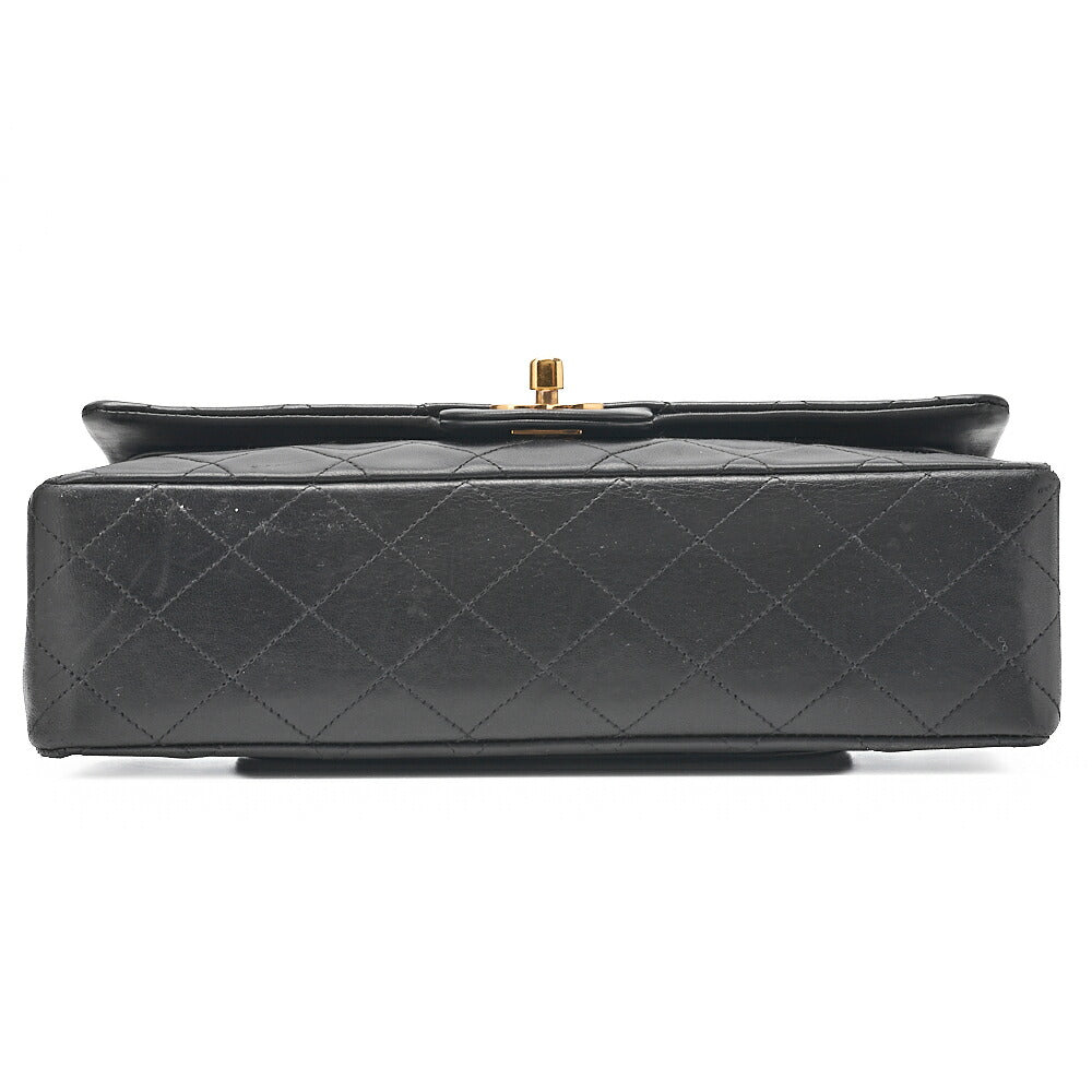 CHANEL Lambskin Matelasse 25cm Double Flap Chain Shoulder Black Gold-Tone Hardware, Pre-Owned