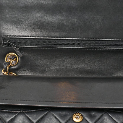 CHANEL Lambskin Matelasse 25cm Double Flap Chain Shoulder Black Gold-Tone Hardware, Pre-Owned