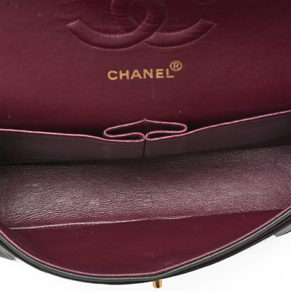 CHANEL Lambskin Matelasse 25cm Double Flap Chain Shoulder Black Gold-Tone Hardware, Pre-Owned