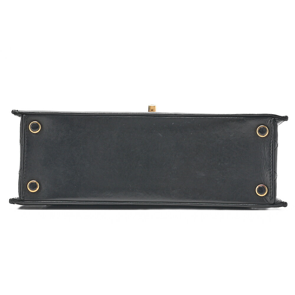 CHANEL Trapezoidal Turnlock Single Flap Chain Shoulder Lambskin Black Gold-Tone Hardware, Pre-Owned