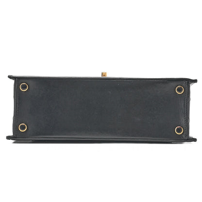 CHANEL Trapezoidal Turnlock Single Flap Chain Shoulder Lambskin Black Gold-Tone Hardware, Pre-Owned