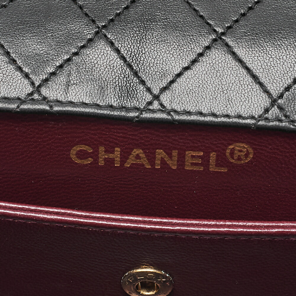 CHANEL Trapezoidal Turnlock Single Flap Chain Shoulder Lambskin Black Gold-Tone Hardware, Pre-Owned