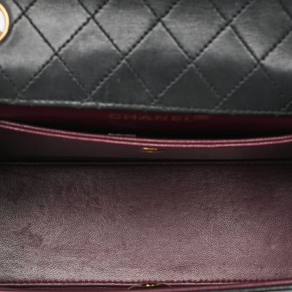CHANEL Trapezoidal Turnlock Single Flap Chain Shoulder Lambskin Black Gold-Tone Hardware, Pre-Owned
