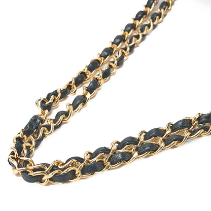 CHANEL Lambskin Matelasse 25cm Double Flap Chain Shoulder Black Gold-Tone Hardware, Pre-Owned