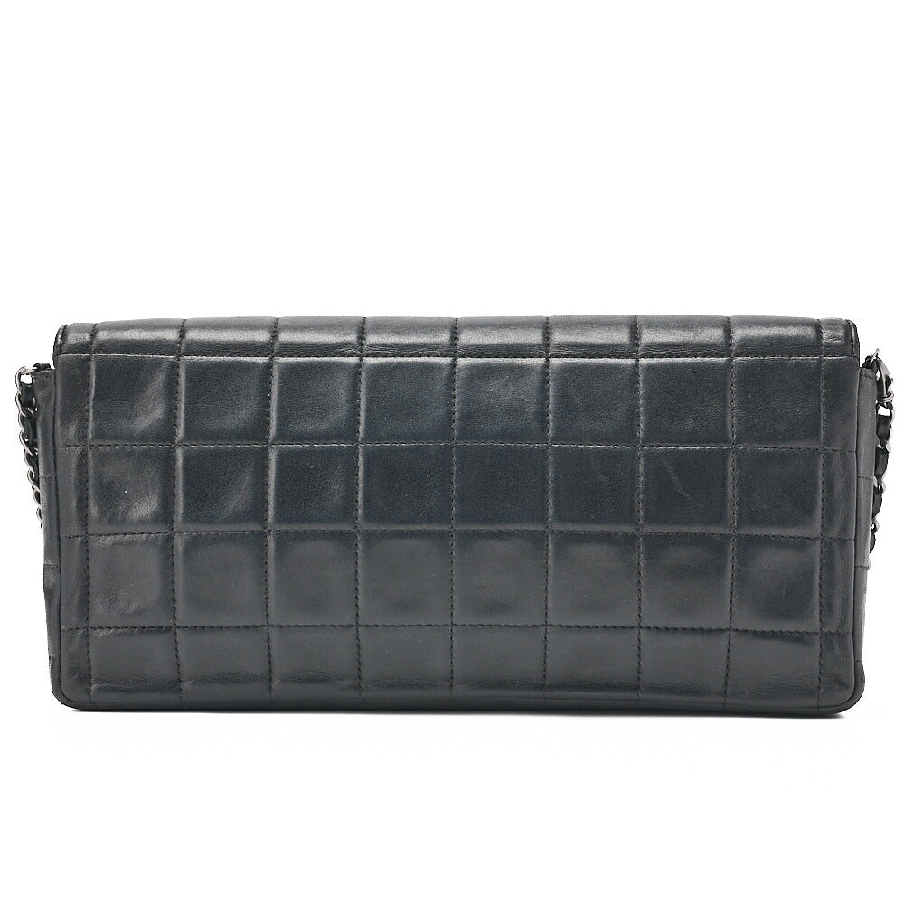 CHANEL シャネル チョコバー シングルプルチェーン ショルダーバッグ ラムスキン 黒 シルバー金具 中古品
