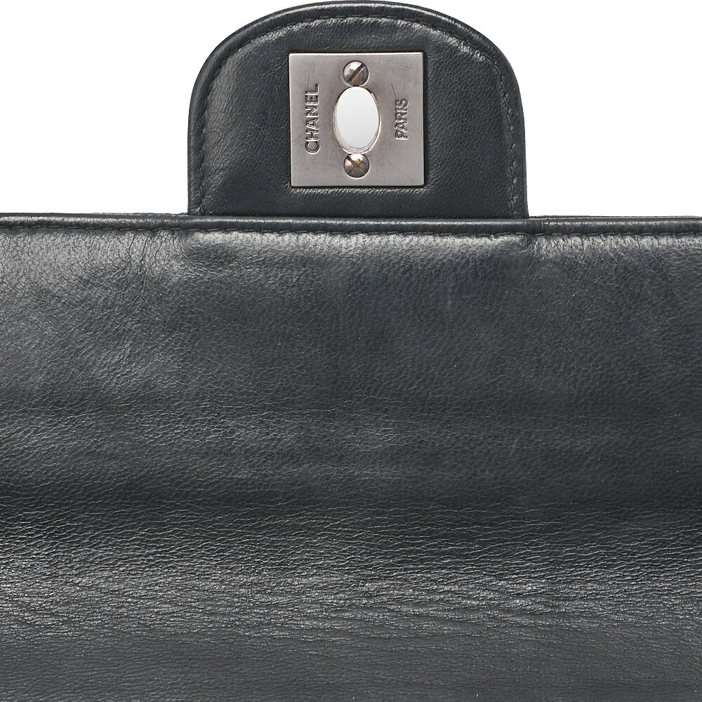CHANEL シャネル チョコバー シングルプルチェーン ショルダーバッグ ラムスキン 黒 シルバー金具 中古品