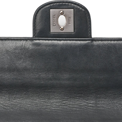 CHANEL シャネル チョコバー シングルプルチェーン ショルダーバッグ ラムスキン 黒 シルバー金具 中古品