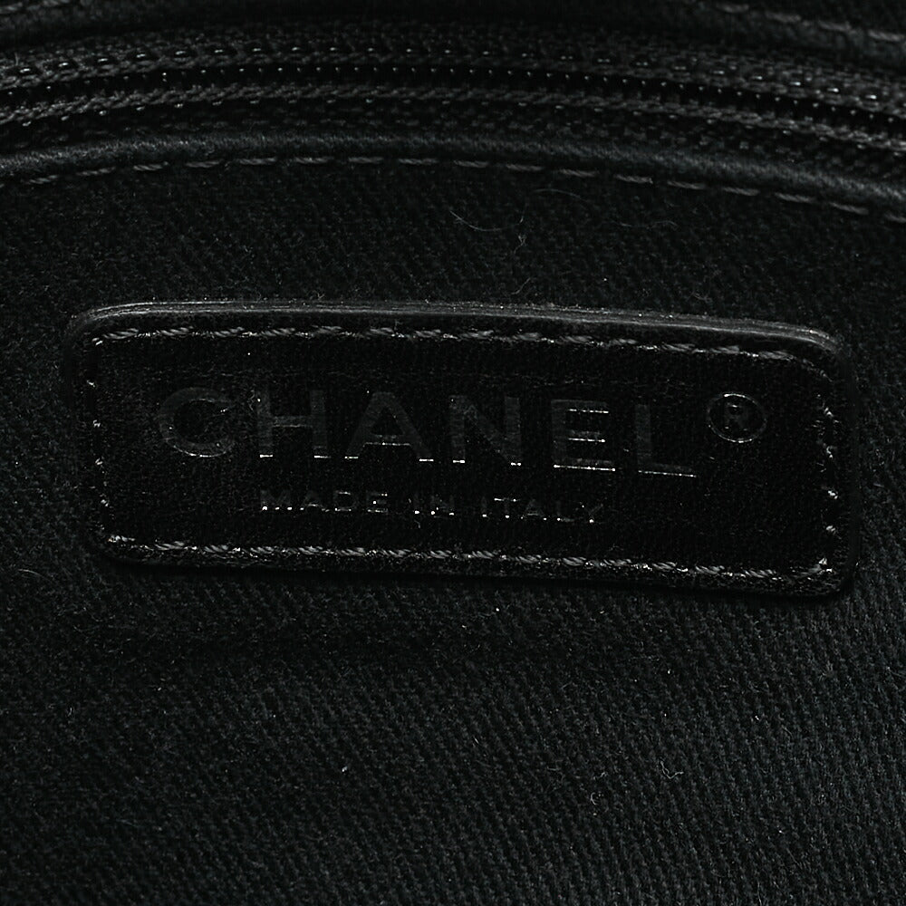CHANEL Deauville PM Logo Mark Chain Tote Bag Canvas Gray x Navy Silver-Tone Hardware, Pre-Owned
