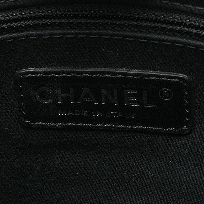 CHANEL Deauville PM Logo Mark Chain Tote Bag Canvas Gray x Navy Silver-Tone Hardware, Pre-Owned