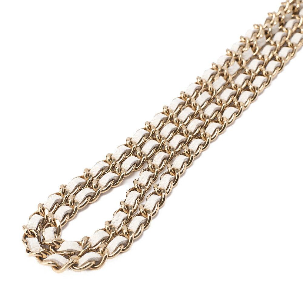 CHANEL マトラッセ チェーンウォレット キャビアスキン ホワイト ゴールド金具 中古品