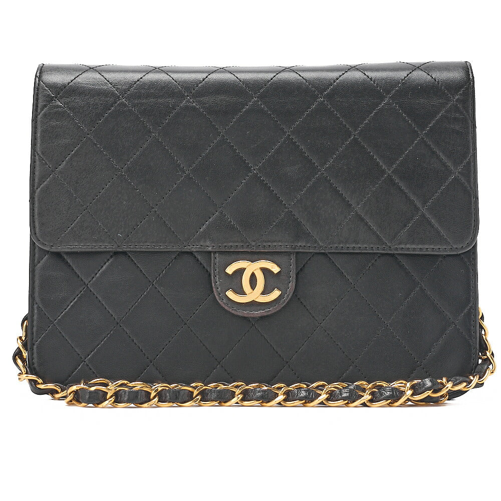CHANEL Matelasse Pushlock 22 Chain Shoulder Lambskin Black Gold-Tone Hardware, Pre-Owned