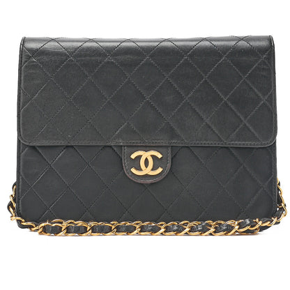 CHANEL Matelasse Pushlock 22 Chain Shoulder Lambskin Black Gold-Tone Hardware, Pre-Owned