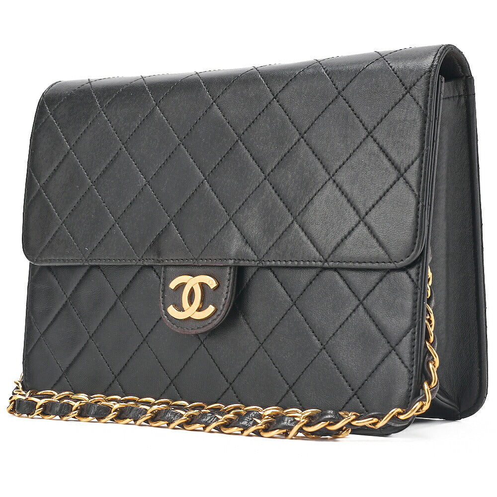 CHANEL Matelasse Pushlock 22 Chain Shoulder Lambskin Black Gold-Tone Hardware, Pre-Owned