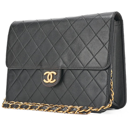CHANEL Matelasse Pushlock 22 Chain Shoulder Lambskin Black Gold-Tone Hardware, Pre-Owned