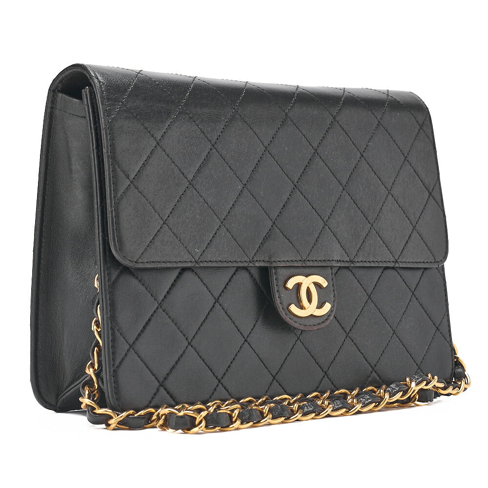 CHANEL Matelasse Pushlock 22 Chain Shoulder Lambskin Black Gold-Tone Hardware, Pre-Owned