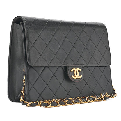 CHANEL Matelasse Pushlock 22 Chain Shoulder Lambskin Black Gold-Tone Hardware, Pre-Owned