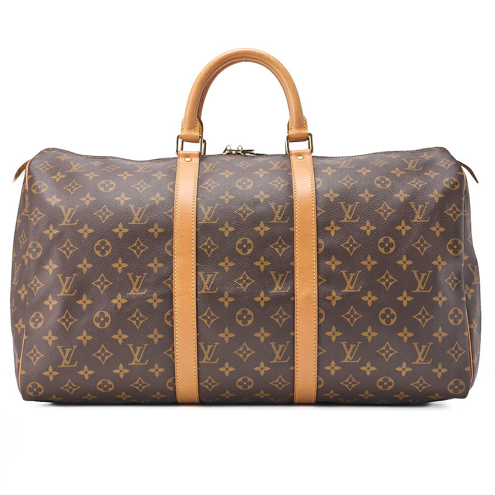 LOUIS VUITTON Louis Vuitton Monogram Keepol Handi?re 50 Boston Bag M41426 Brown Gold-Tone Hardware, Pre-Owned