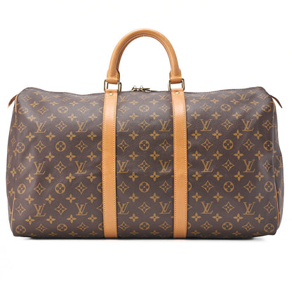 LOUIS VUITTON Louis Vuitton Monogram Keepol Handi?re 50 Boston Bag M41426 Brown Gold-Tone Hardware, Pre-Owned