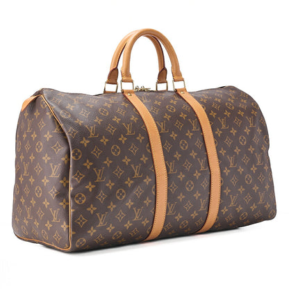 LOUIS VUITTON Louis Vuitton Monogram Keepol Handi?re 50 Boston Bag M41426 Brown Gold-Tone Hardware, Pre-Owned