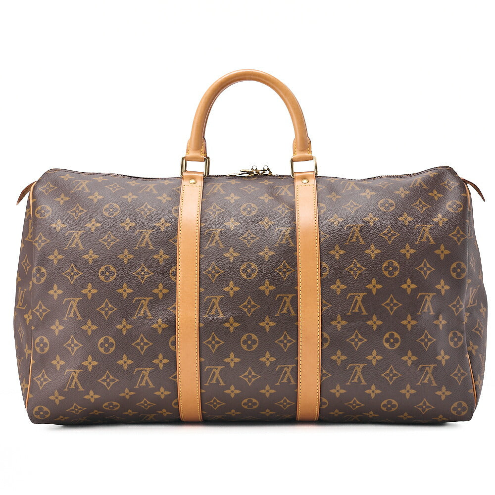 LOUIS VUITTON Louis Vuitton Monogram Keepol Handi?re 50 Boston Bag M41426 Brown Gold-Tone Hardware, Pre-Owned