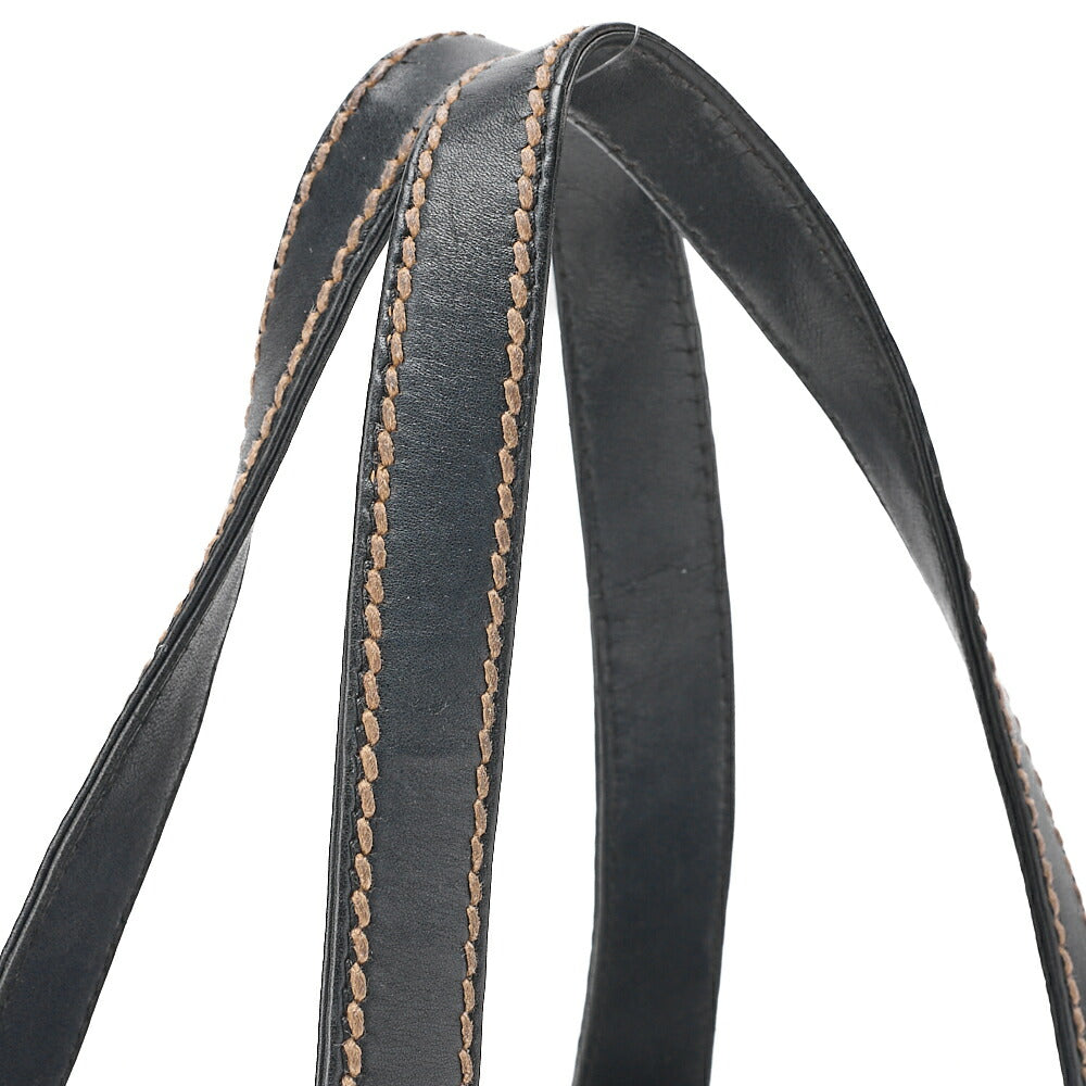 CHANEL Coco Mark Wild Stitch Tote Bag Calfskin Black Gold-Tone Hardware, Pre-Owned