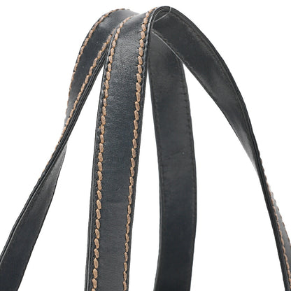 CHANEL Coco Mark Wild Stitch Tote Bag Calfskin Black Gold-Tone Hardware, Pre-Owned