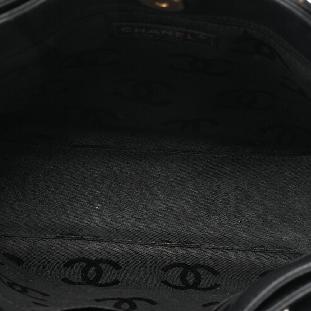 CHANEL Coco Mark Wild Stitch Tote Bag Calfskin Black Gold-Tone Hardware, Pre-Owned