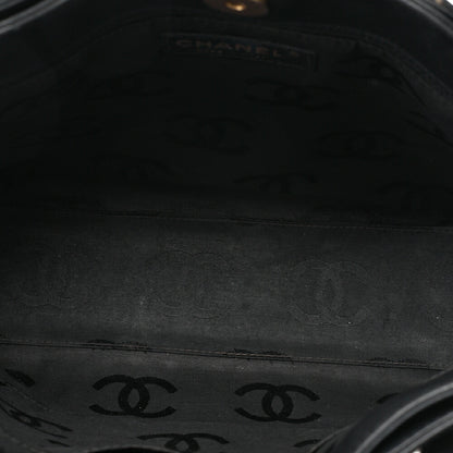 CHANEL Coco Mark Wild Stitch Tote Bag Calfskin Black Gold-Tone Hardware, Pre-Owned