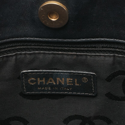 CHANEL Coco Mark Wild Stitch Tote Bag Calfskin Black Gold-Tone Hardware, Pre-Owned