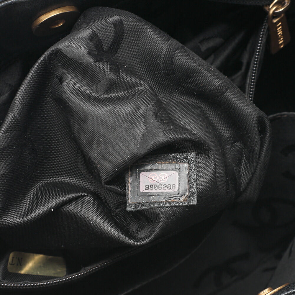 CHANEL Coco Mark Wild Stitch Tote Bag Calfskin Black Gold-Tone Hardware, Pre-Owned
