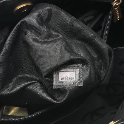 CHANEL Coco Mark Wild Stitch Tote Bag Calfskin Black Gold-Tone Hardware, Pre-Owned