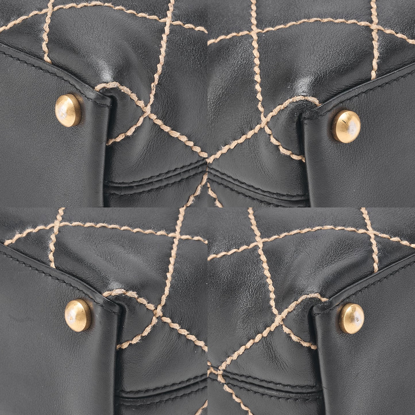 CHANEL Coco Mark Wild Stitch Tote Bag Calfskin Black Gold-Tone Hardware, Pre-Owned