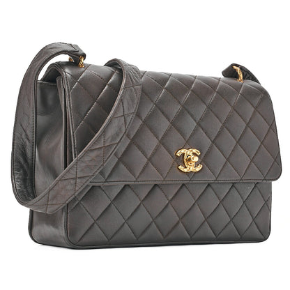 CHANEL Matelasse Turnlock Bijou Coco Shoulder Lambskin Brown Gold-Tone Hardware, Pre-Owned