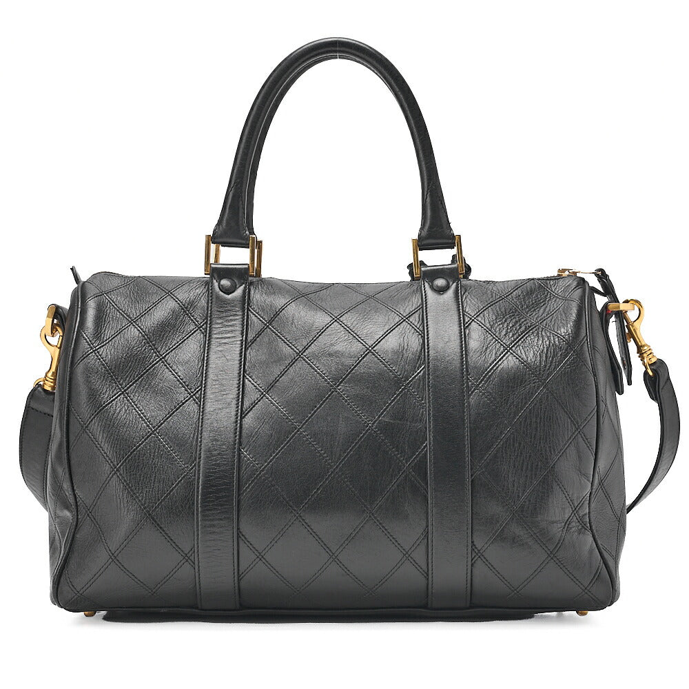 CHANEL Matelasse Bicolore 2WAY Shoulder Boston Lambskin Black Gold-Tone Hardware, Pre-Owned