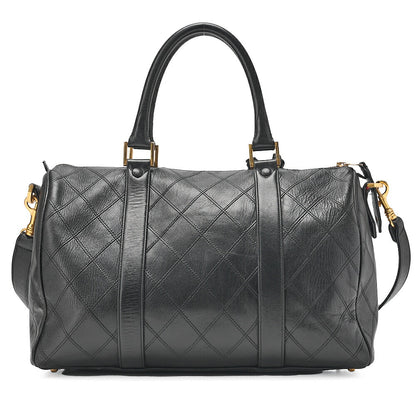 CHANEL Matelasse Bicolore 2WAY Shoulder Boston Lambskin Black Gold-Tone Hardware, Pre-Owned