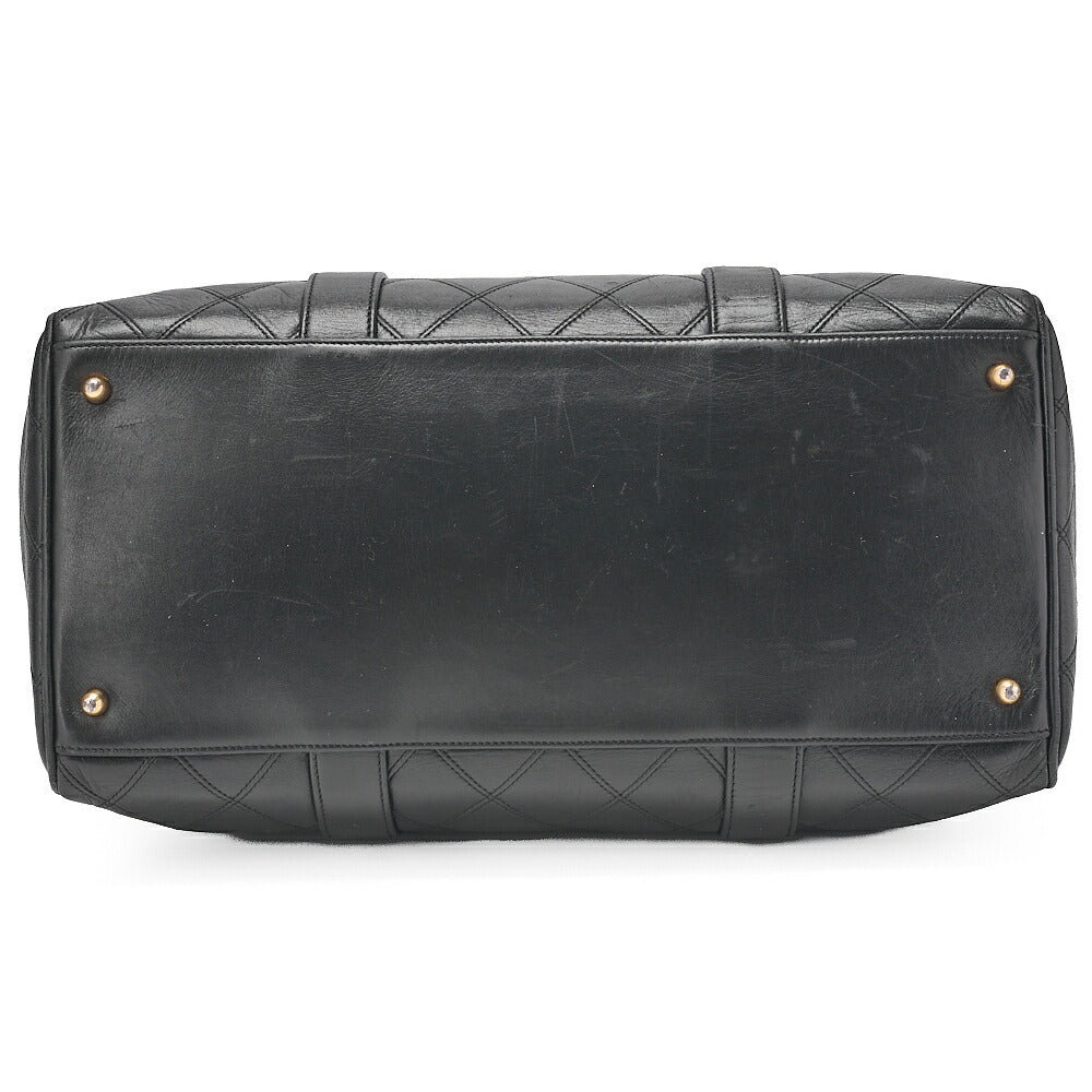 CHANEL Matelasse Bicolore 2WAY Shoulder Boston Lambskin Black Gold-Tone Hardware, Pre-Owned