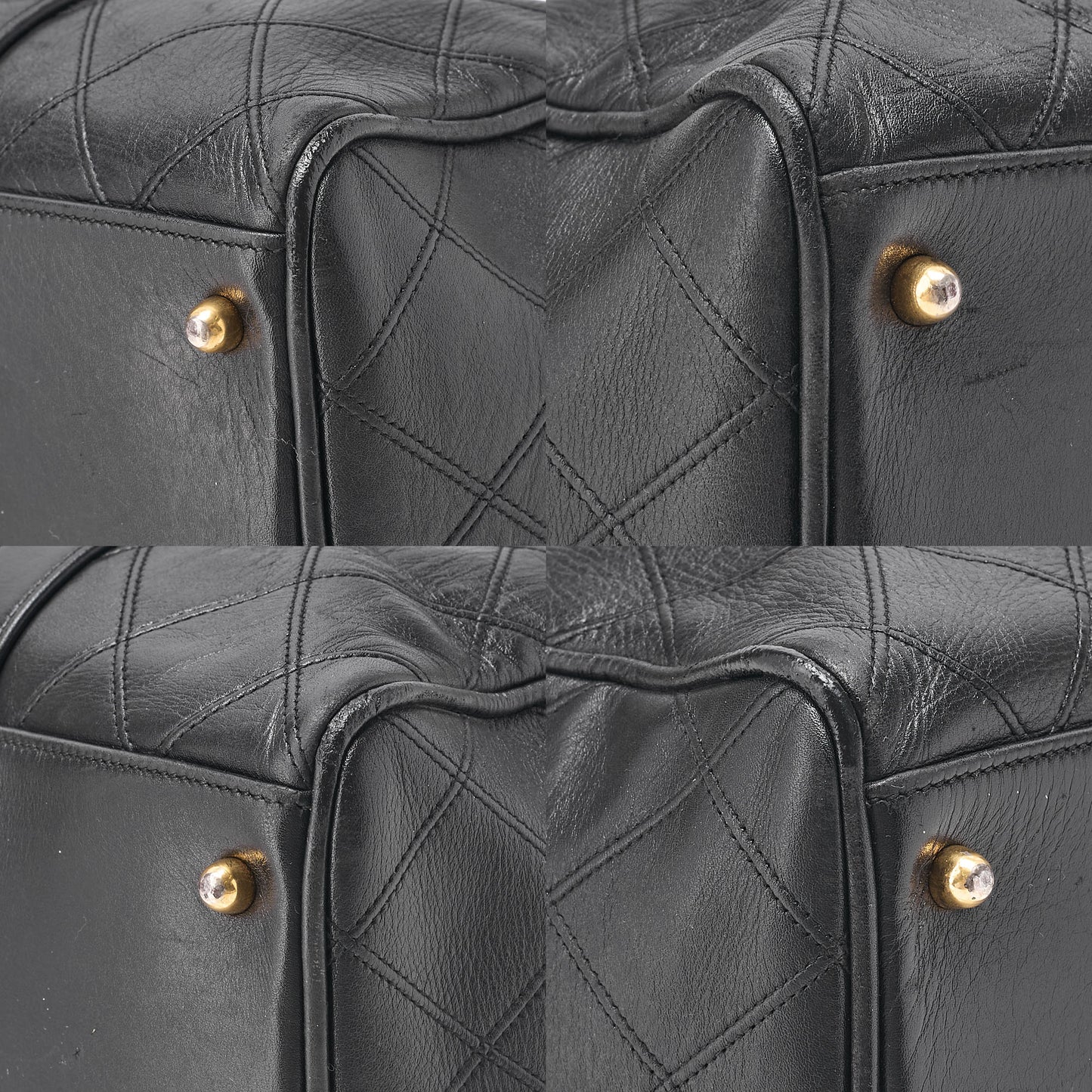 CHANEL Matelasse Bicolore 2WAY Shoulder Boston Lambskin Black Gold-Tone Hardware, Pre-Owned