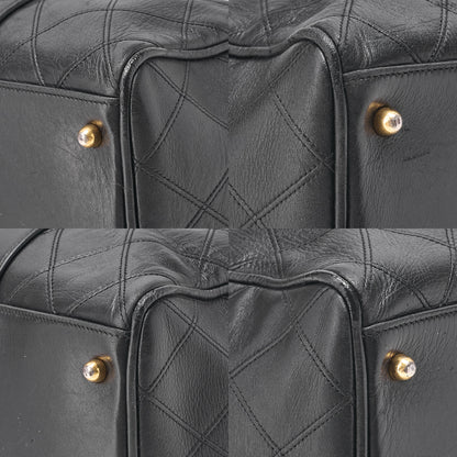 CHANEL Matelasse Bicolore 2WAY Shoulder Boston Lambskin Black Gold-Tone Hardware, Pre-Owned