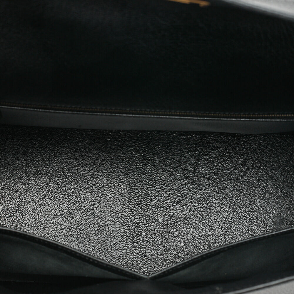 HERMES Kelly 35 Chevre Coromandel 2-way Handbag Black Gold-Tone Hardware, Pre-Owned