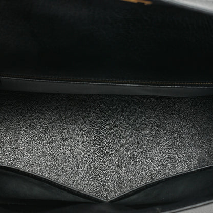 HERMES Kelly 35 Chevre Coromandel 2-way Handbag Black Gold-Tone Hardware, Pre-Owned