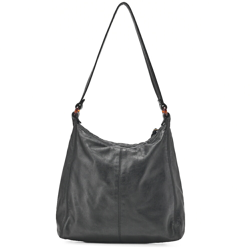 CHANEL Coco Mark Tortoiseshell Plate Charm Shoulder Bag Lambskin Black Gold-Tone Hardware, Pre-Owned