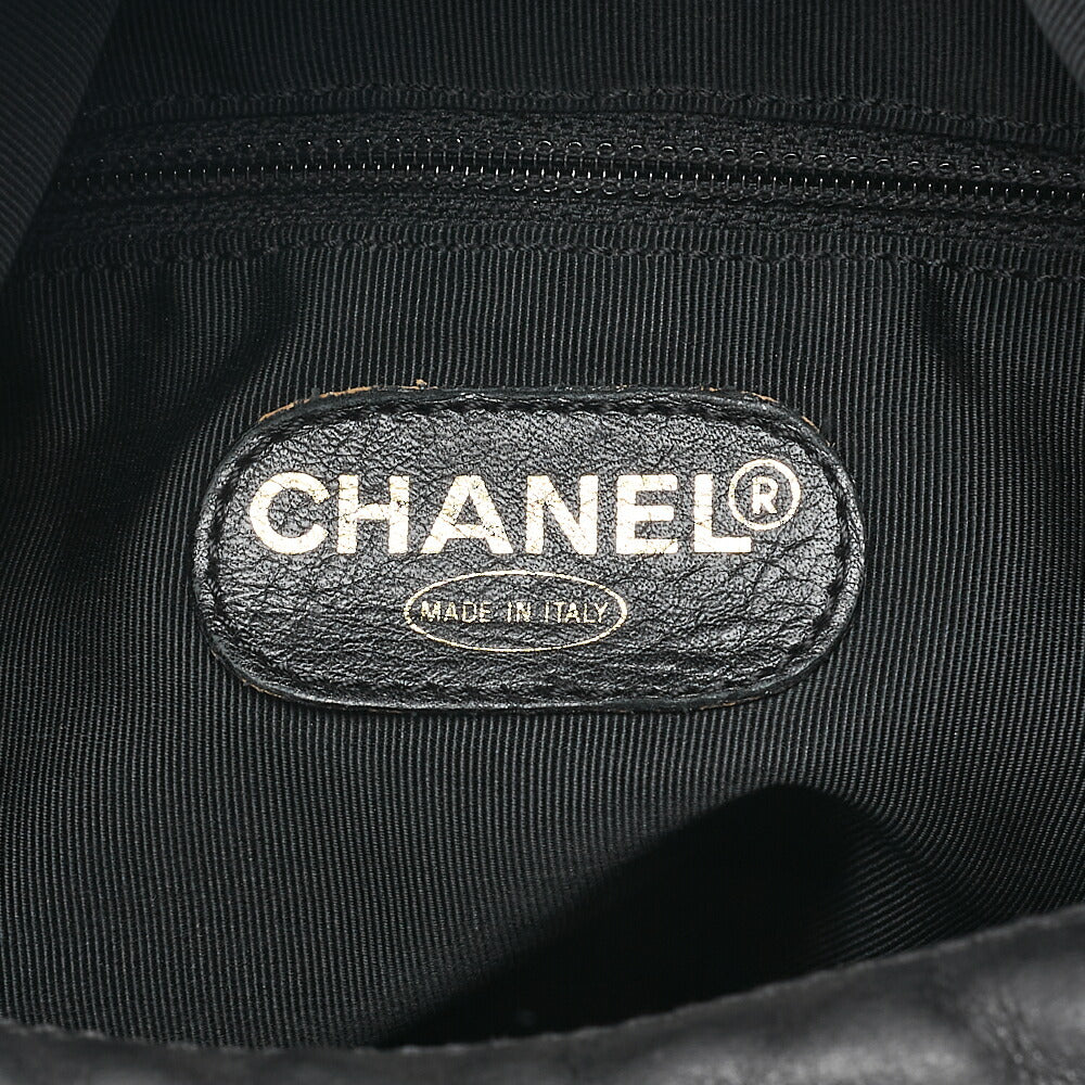 CHANEL Coco Mark Tortoiseshell Plate Charm Shoulder Bag Lambskin Black Gold-Tone Hardware, Pre-Owned