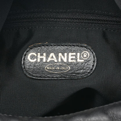CHANEL Coco Mark Tortoiseshell Plate Charm Shoulder Bag Lambskin Black Gold-Tone Hardware, Pre-Owned