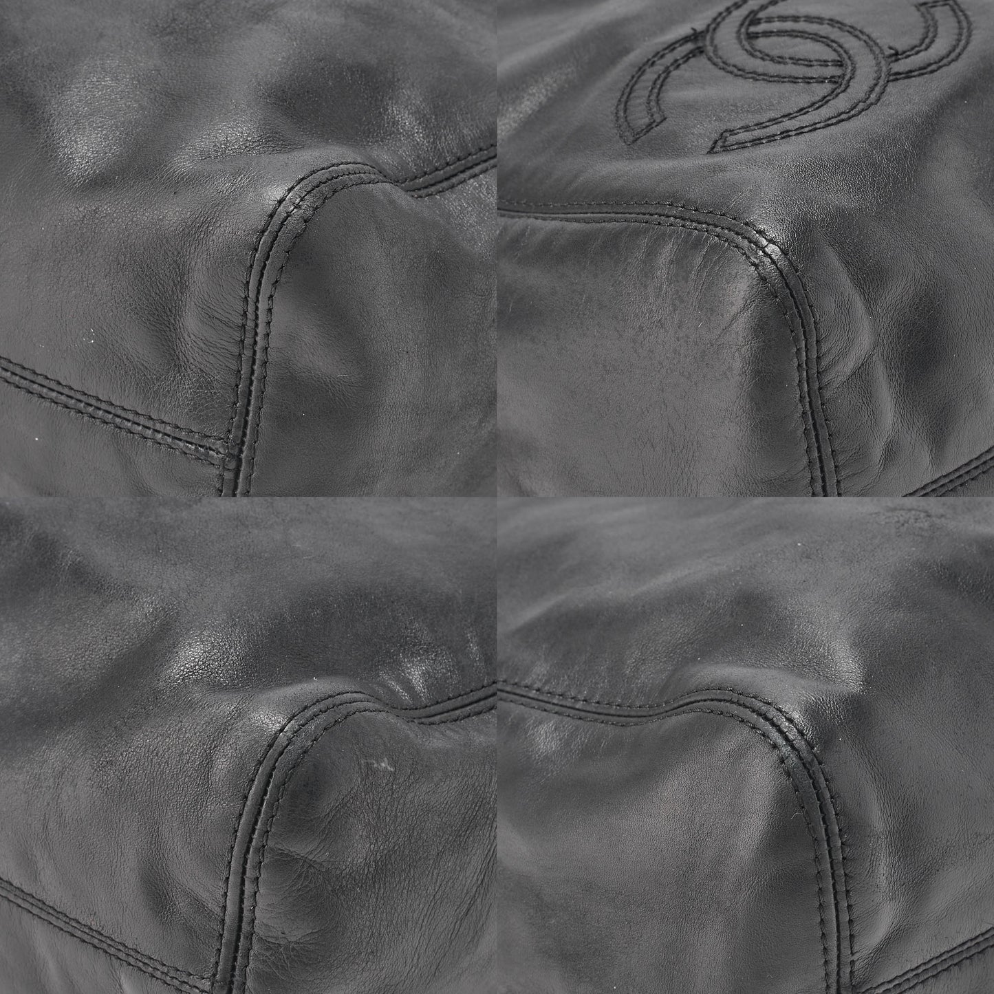 CHANEL Coco Mark Tortoiseshell Plate Charm Shoulder Bag Lambskin Black Gold-Tone Hardware, Pre-Owned