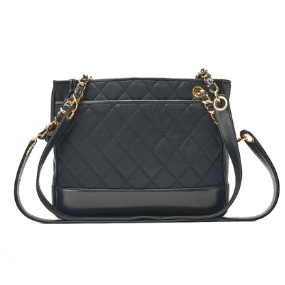 CHANEL Matelasse with Ball Charm Chain Shoulder Lambskin x Satin Black Gold-Tone Hardware, Pre-Owned