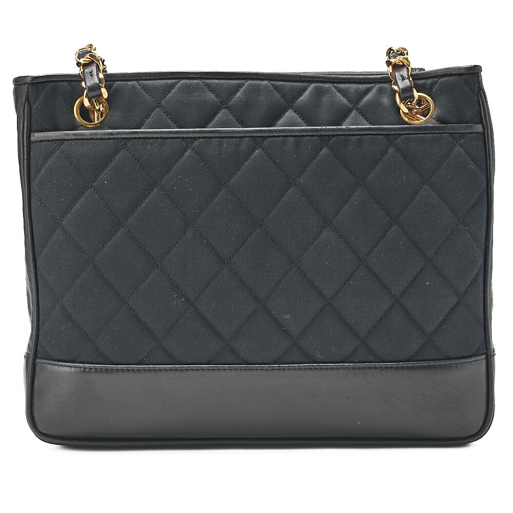 CHANEL Matelasse with Ball Charm Chain Shoulder Lambskin x Satin Black Gold-Tone Hardware, Pre-Owned