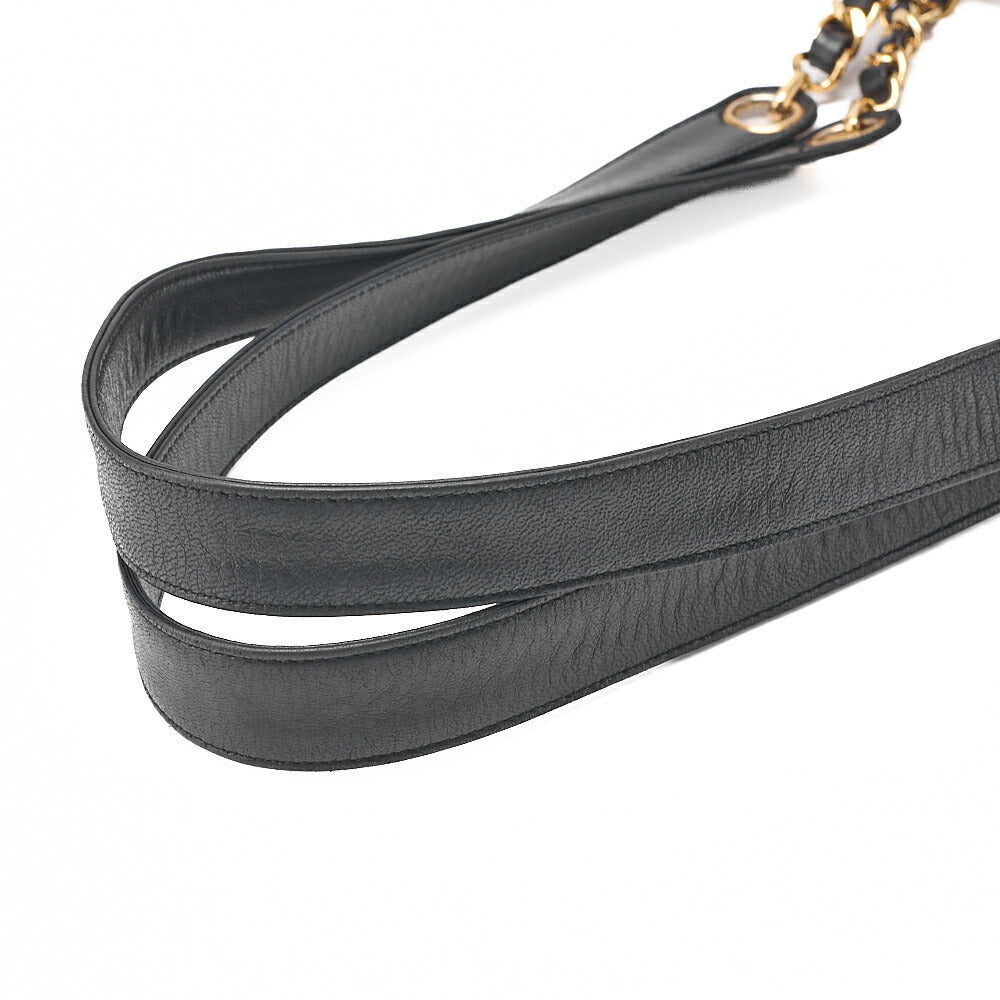 CHANEL Matelasse with Ball Charm Chain Shoulder Lambskin x Satin Black Gold-Tone Hardware, Pre-Owned