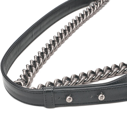 CHANEL Lambskin x Studs Boy Chanel Chain Shoulder Black Silver-Tone Hardware, Pre-Owned
