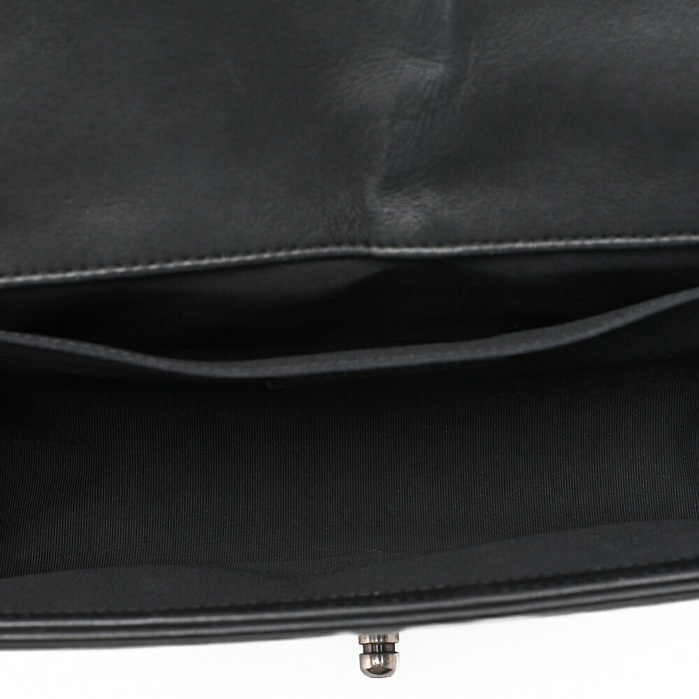 CHANEL Lambskin x Studs Boy Chanel Chain Shoulder Black Silver-Tone Hardware, Pre-Owned